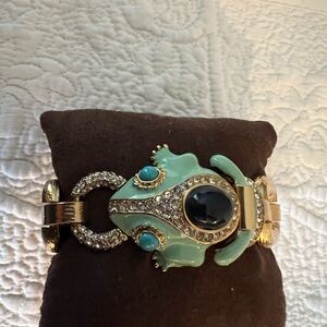 J.Crew Gold and Turquoise Frog Bracelet